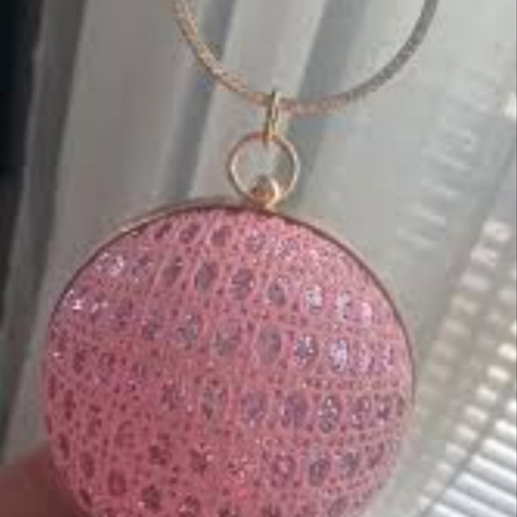 New Pink Glam Crystal Disco Ball Evening Cross Body/Shoulder Purse - Picture 7 of 9